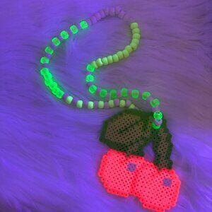 Rave Kandi Cherry Perler Necklace
